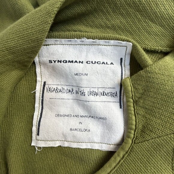 Syngman Cucala Olive Green Pullover Sweatshirt Medium 100% Cotton Long Sleeve - Picture 3 of 9